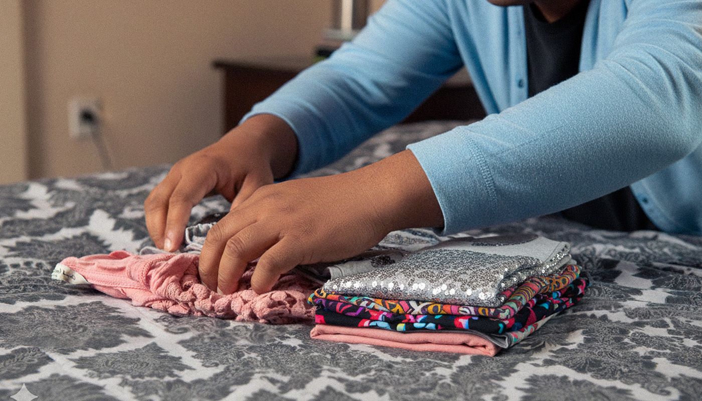 Folding clothes at home